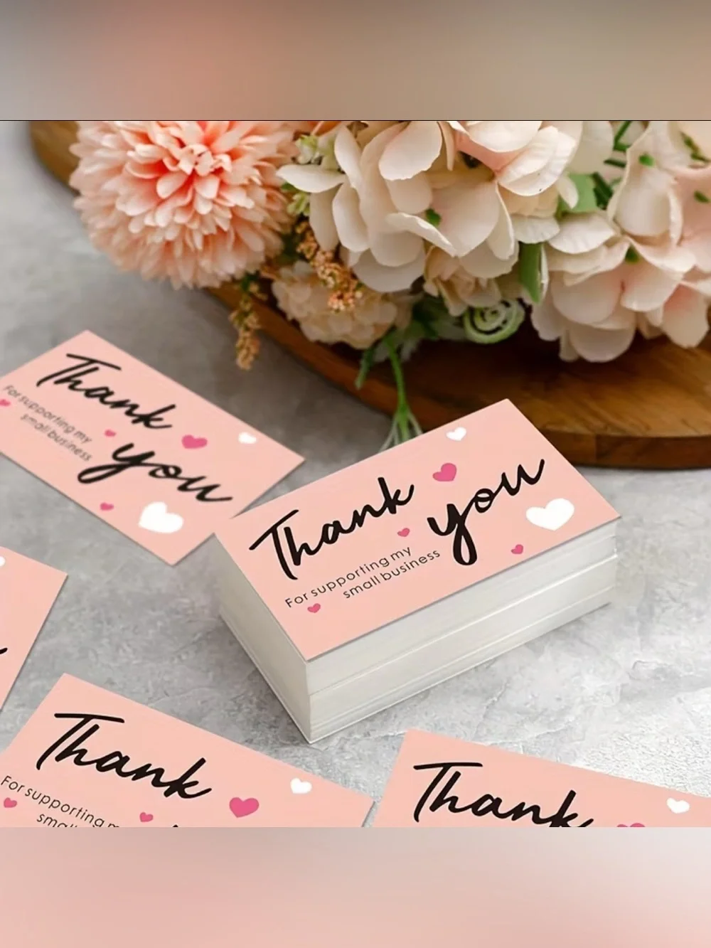 💜 NWT Pink/White Hearts Small Business Thank You Cards (50 Cards)!!